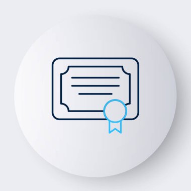 Satır Sertifikası şablon simgesi beyaz arkaplanda izole edildi. Başarı, ödül, diploma, burs, diploma kavramları. Renkli taslak konsepti. Vektör.