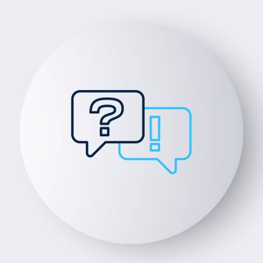 Beyaz arkaplanda Soru ve Yanıt simgesinin izole edildiği satır konuşma balonları. Q ve A sembolü. SSS işareti. Konuşma balonu ve çizelgesi. Renkli taslak konsepti. Vektör.