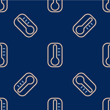 Meteoroloji çizgisi termometresi ısıyı ve soğuk ikonu ölçüyor mavi arka planda izole edilmiş pürüzsüz desen. Termometre termometresi sıcak ya da soğuk hava gösteriyor. Vektör.