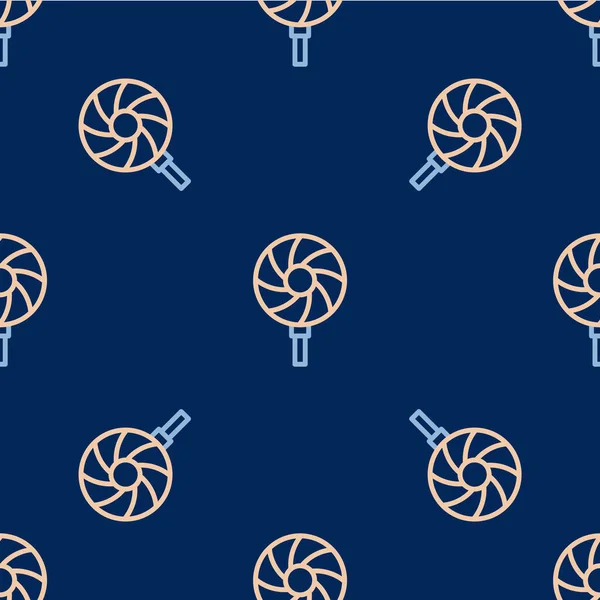 Line Lollipop Symbol Isoliert Nahtlose Muster Auf Blauem Hintergrund Süßigkeiten — Stockvektor