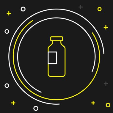 Siyah arkaplanda izole edilmiş bir şişe su. Soda su içme tabelası. Renkli taslak konsepti. Vektör.