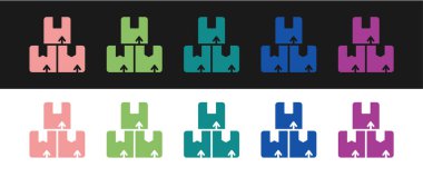 Karton kutu simgesini siyah beyaz arkaplanda izole et. Kutu, paket, paket işareti. Teslimat ve ambalaj. Vektör.