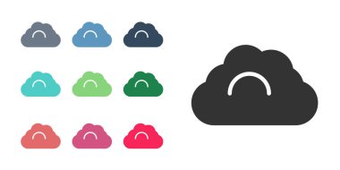 Beyaz zemin üzerinde siyah bulutlu hava ikonu izole edildi. Simgeleri renklendirin. Vektör.