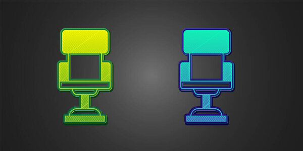 Green and blue Office chair icon isolated on black background. Vector.