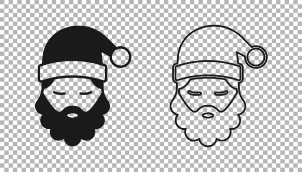 Black Santa Claus Hat Beard Icon Isolated Transparent Background Merry — Vettoriale Stock