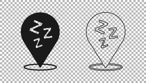 Icono Negro Somnoliento Aislado Sobre Fondo Transparente Sleepy Zzz Hablar — Vector de stock