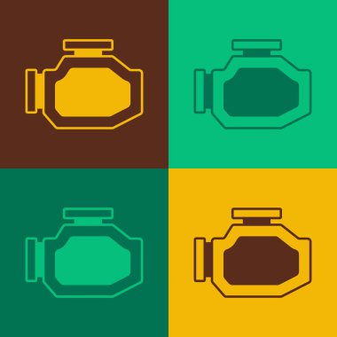 Pop Art Check motor simgesi renk arkaplanında izole edildi. Vektör.