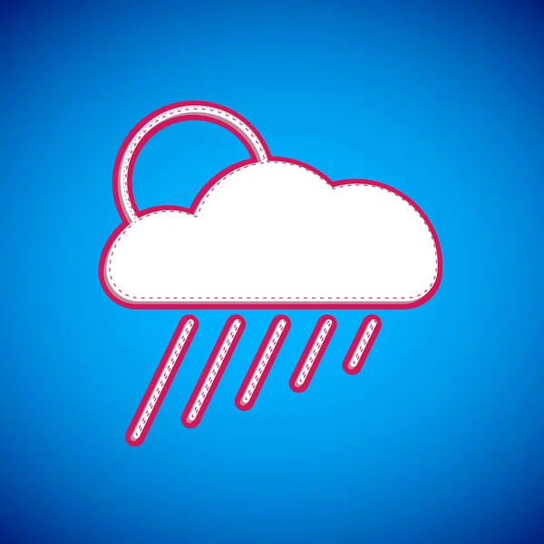 White Cloud Rain Sun Icon Isolated Blue Background Rain Cloud — Stockvektor