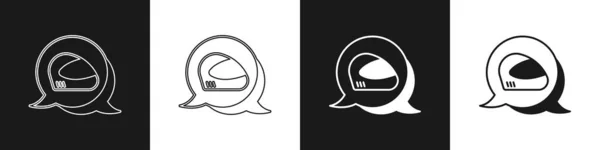 Установить Иконку Гоночного Шлема Черно Белом Фоне Экстремальный Спорт Спортивное — стоковый вектор