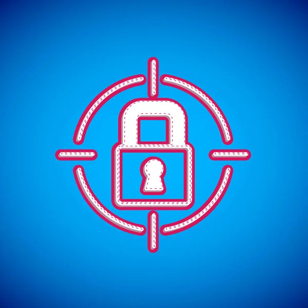 White Lock Icon Isolated Blue Background Padlock Sign Security Safety — 图库矢量图片