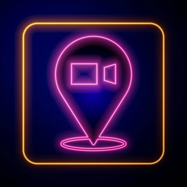 stock vector Glowing neon Video chat conference icon isolated on black background. Online meeting work form home. Remote project management. Vector.