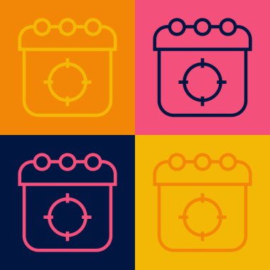 Pop Art Line Target spor ikonu renk arkaplanında izole edildi. Atış mesafesi ya da atış mesafesi için sayıları olan temiz bir hedef. Vektör.