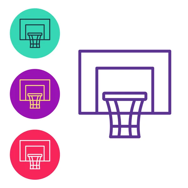 Set Line Basketball Backboard Icon Isolated White Background Set Icons — Vector de stock