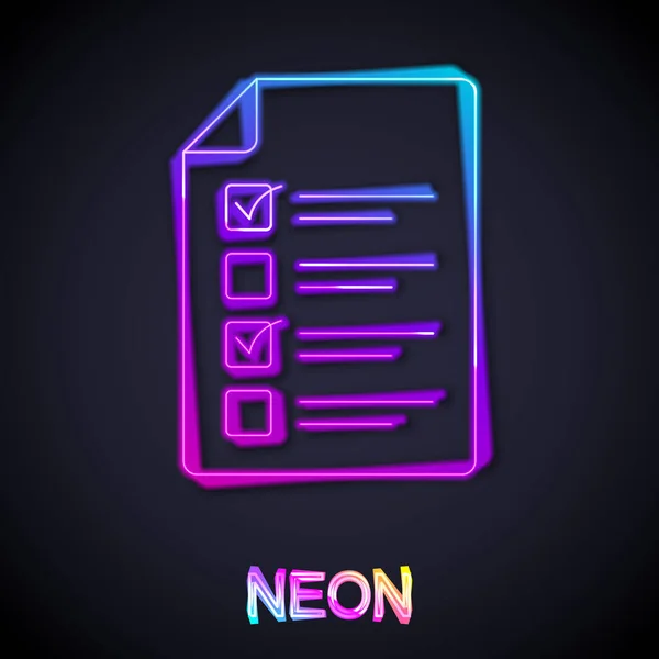 Glowing Neon Line Online Quiz Test Survey Checklist Icon Isolated — Stock Vector