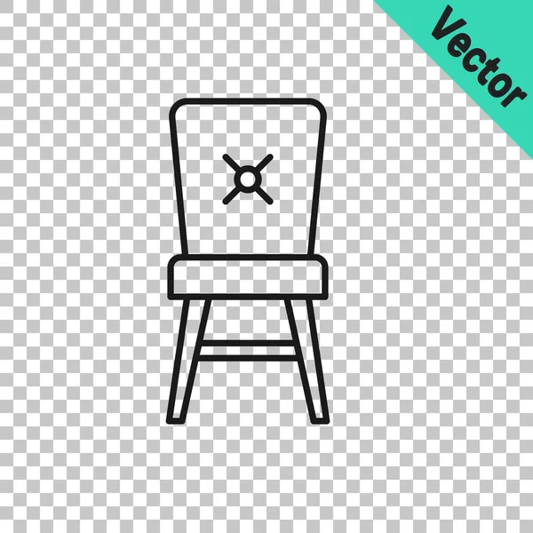 Black Line Chair Icon Isolated Transparent Background Vector — Stock Vector