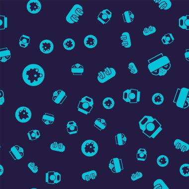 Pirinci bir kaseye koy. Chow mein 'i bir tabak suşi ve Asya eriştesi karton kutusuna, kusursuz desenli. Vektör.