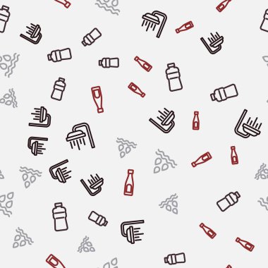 Duş Şişe su damlası hattını ve pürüzsüz şablona ayarlayın. Vektör.