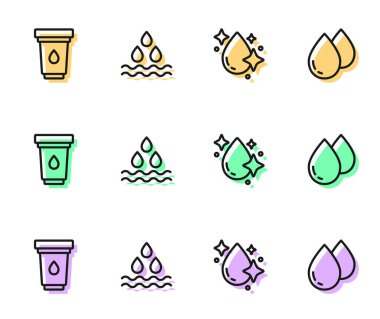 Çizgiyi Su Damlası filtresi kartuşu ve simgesi olarak ayarla. Vektör.