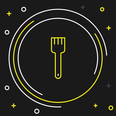 Line Fork icon isolated on black background. Cutlery symbol. Colorful outline concept. Vector
