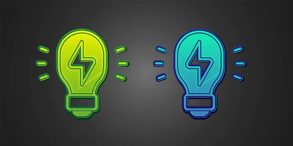 Icono Idea Luz Lámpara Creativa Verde Azul Aislado Sobre Fondo — Vector de stock