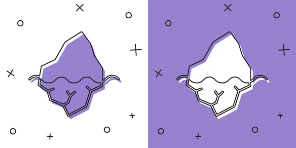 Set Iceberg Icono Aislado Sobre Fondo Blanco Púrpura Vector — Vector de stock