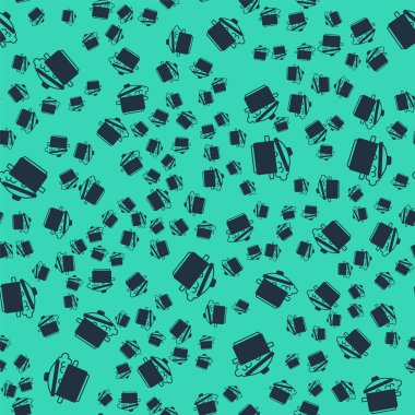 Siyah tencere simgesi yeşil arka planda izole edilmiş kusursuz desen. Haşlama ya da güveç besin sembolü. Vektör