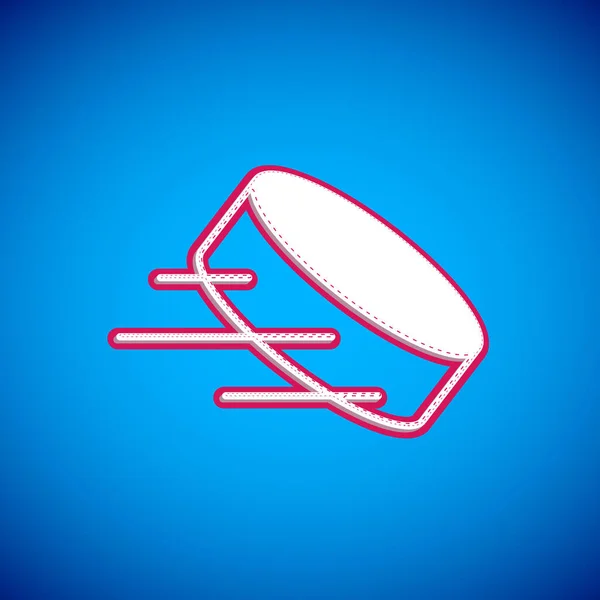 White Hockey Puck Icon Isolated Blue Background Vector — Stockový vektor