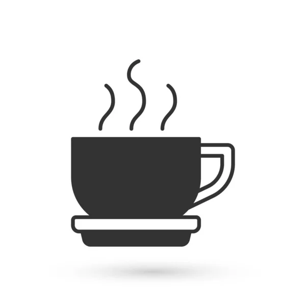 Grijze Koffiebeker Pictogram Geïsoleerd Witte Achtergrond Theekopje Warme Drank Koffie — Stockvector