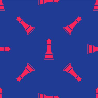 Kırmızı Satranç simgesi mavi arkaplandaki kusursuz deseni izole etti. İş stratejisi. Oyun, yönetim, finans. Vektör