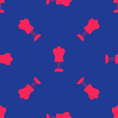 Kırmızı Manken simgesi mavi arkaplanda izole edilmiş. Terzi mankeni. Vektör