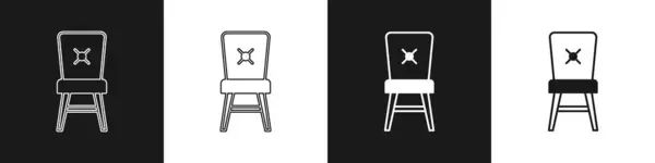 Set Silla Icono Aislado Sobre Fondo Blanco Negro Vector — Vector de stock