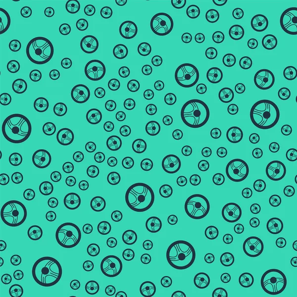 Siyah yarış direksiyon ikonu yeşil arka planda izole edilmiş pürüzsüz desen. Araba tekeri ikonu. Vektör