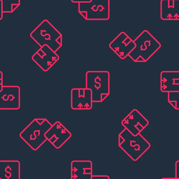 Red Line Waybill Icon Isolated Seamless Pattern Black Background Vector — Vetor de Stock