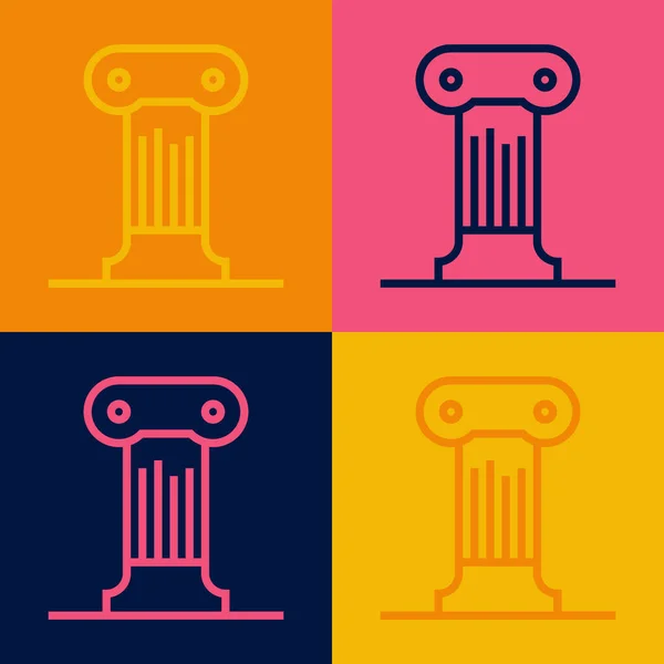 Pop art line Law pillar icon isolated on color background. Ancient column. Vector.