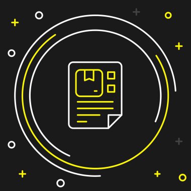 Waybill çizgisi simgesi siyah arkaplanda izole edildi. Renkli taslak konsepti. Vektör.