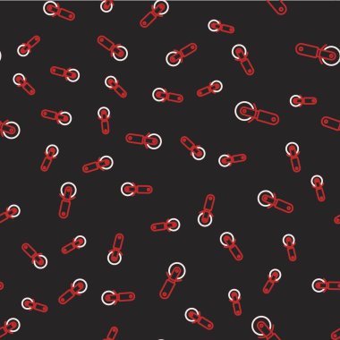 Line Pizza bıçak ikonu siyah arka planda izole edilmiş kusursuz desen. Pizza kesme tabelası. Çelik mutfak gereçleri. Vektör.