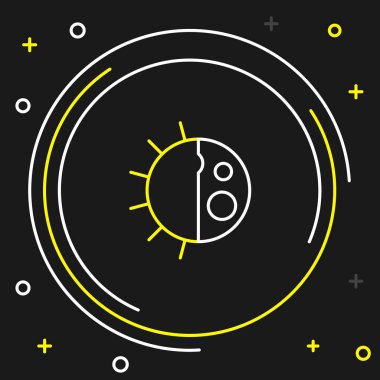 Line Day night cycle icon isolated on black background. Day night concept, sun and moon. Colorful outline concept. Vector.
