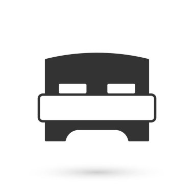 Beyaz arka planda iki ya da bir kişi için büyük gri yatak. Vektör.