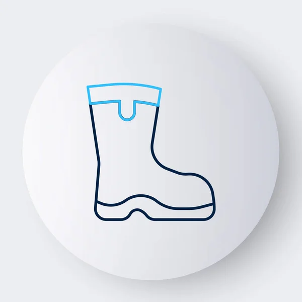 Line Fishing Boots Icon Isolated White Background Waterproof Rubber Boot — Stock Vector