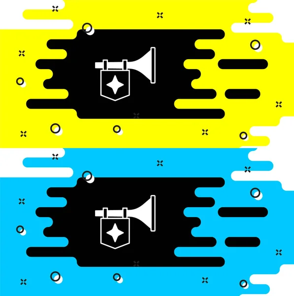 Белый Трумпет Значком Флага Чёрном Фоне Музыкальный Инструмент Труба Вектор — стоковый вектор
