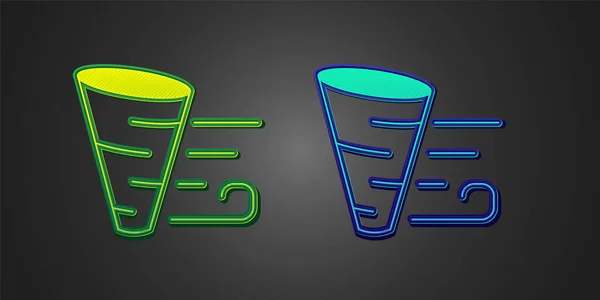 Green Blue Tornado Icon Isolated Black Background Vector — Wektor stockowy