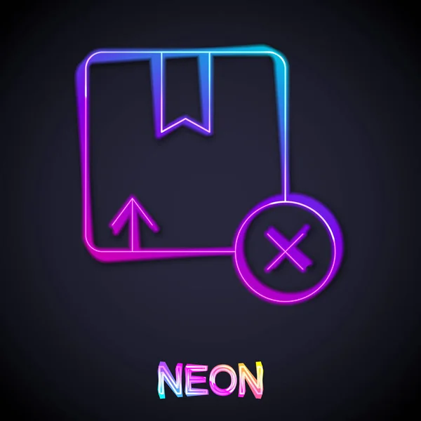 Zářící Neonová Čára Kartónová Krabice Ikona Izolované Černém Pozadí Krabice — Stockový vektor