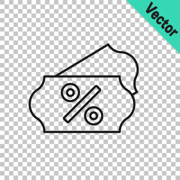 Línea Negra Icono Etiqueta Por Ciento Descuento Aislado Sobre Fondo — Vector de stock