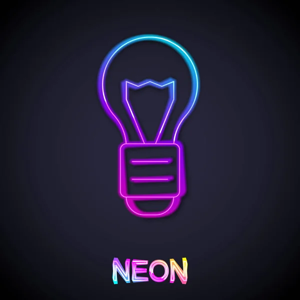 Parlayan Neon Çizgisi Yaratıcı Lamba Işığı Fikri Simgesi Siyah Arkaplanda — Stok Vektör