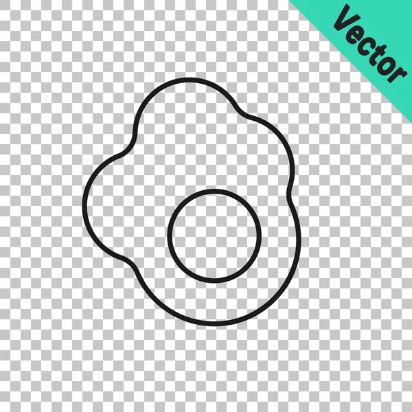Línea Negra Icono Huevo Revuelto Aislado Sobre Fondo Transparente Comida — Vector de stock