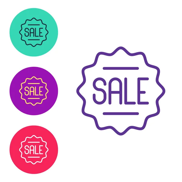 Set Line Price Tag Inscription Sale Icon Isolated White Background —  Vetores de Stock