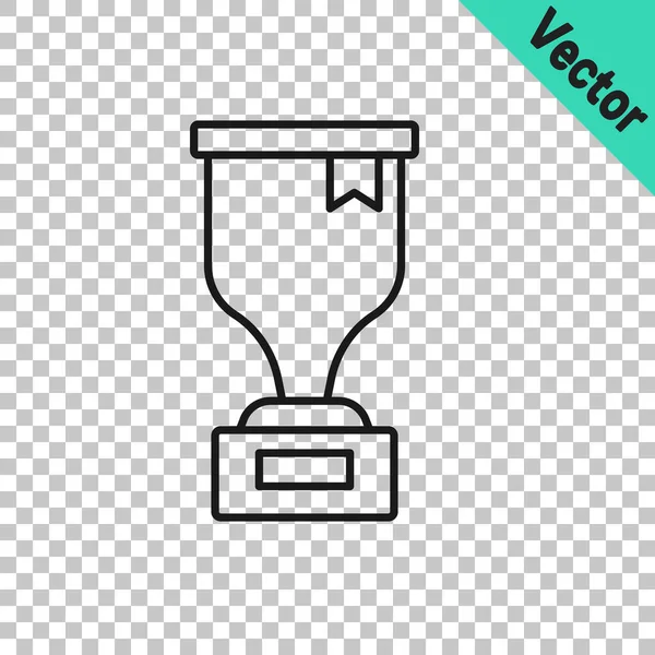 Black Line Award Cup Symbol Isoliert Auf Transparentem Hintergrund Siegertrophäe — Stockvektor