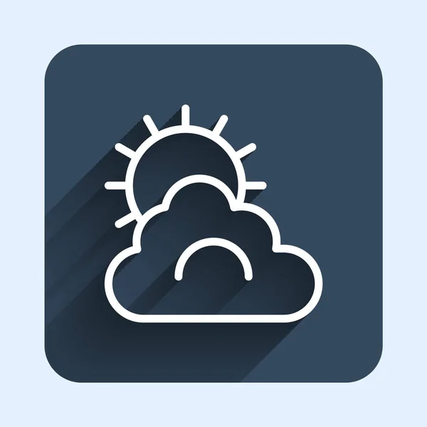 White Line Sun Cloud Weather Icon Isolated Long Shadow Background — Archivo Imágenes Vectoriales
