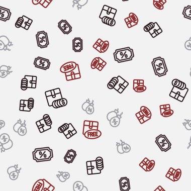 Satır Ögesi fiyat etiketini dolar indirimi yüzdesiyle ve karton kutusuz sembolü pürüzsüz desenle ayarla. Vektör.