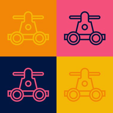 Pop sanat eseri Draisine el arabası tren yolu taşımacılığı ikonu renk arkaplanında izole edildi. Vektör.